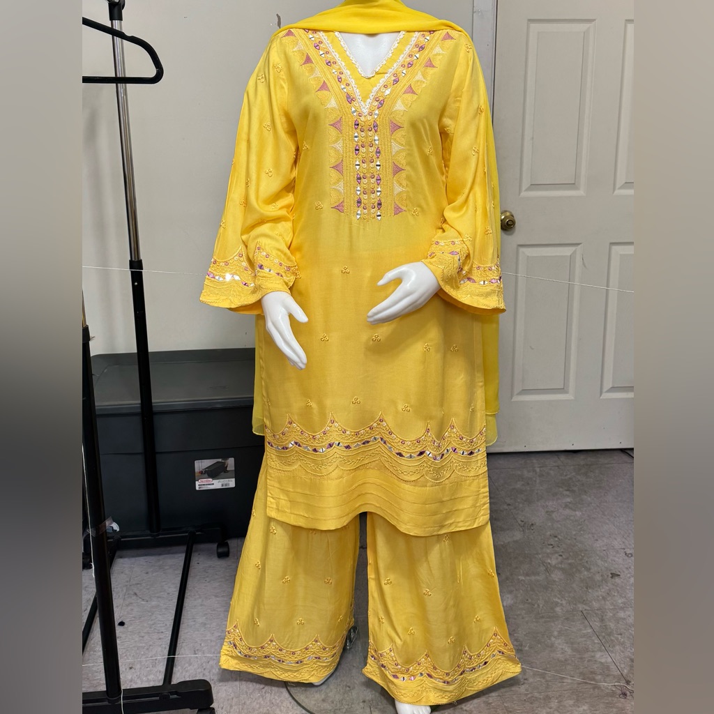 Brand New Linen Garara Dress Party Wear3pc Dress